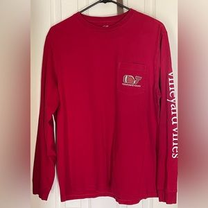 Vineyard Vines Men’s Red Football Long Sleeve T-Shirt